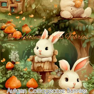Autumn Cottagecore Bunnies - Fabric
