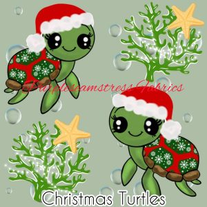 Christmas Turtles - Fabric