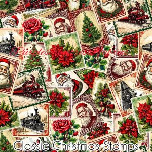 Classic Christmas Stamps - Fabric