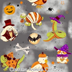 Costume Animals on Grey - Fabric
