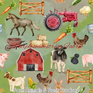 Farm Animals & Fresh Produce - Fabric