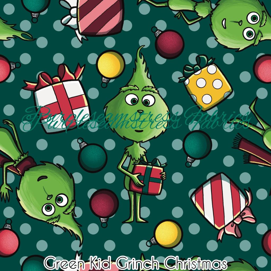 Green Kid Grinch Christmas Cotton Lycra – Purpleseamstress Fabric
