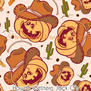Howdy Western Jack O's Pumpkins - Fabric