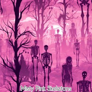 Misty Pink Skeletons - Fabric