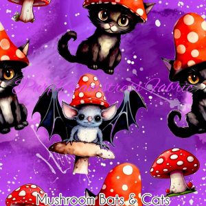 Mushroom Bats & Cats - Fabric