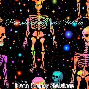 Neon Galaxy Skeletons - Fabric
