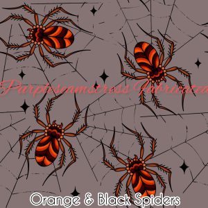 Orange & Black Spiders - Fabric