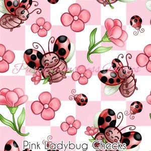 Pink Ladybug Checks - Fabric