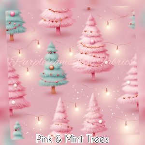 Pink & Mint Trees - Fabric