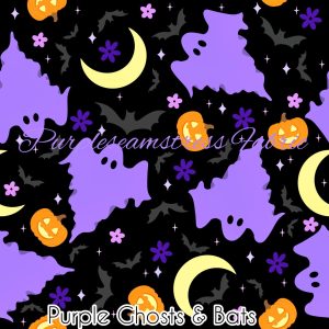 Purple Ghosts & Bats - Fabric