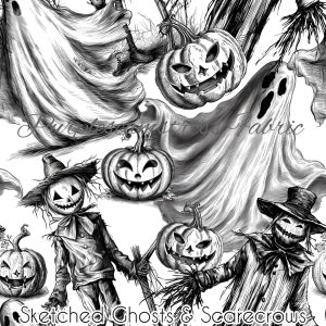 Sketched Ghosts & Scarecrows - Fabric