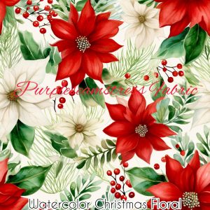 Watercolor Christmas Floral - Fabric
