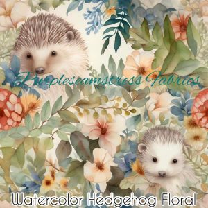 Watercolor Hedgehog Floral - Fabric
