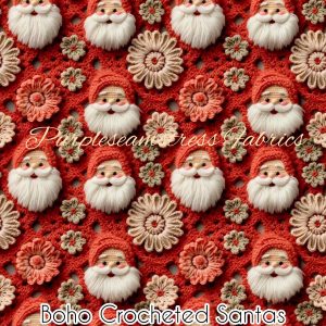 Boho Crocheted Santas - Fabric