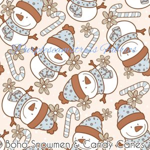 Boho Snoemen & Candy Canes - Fabric