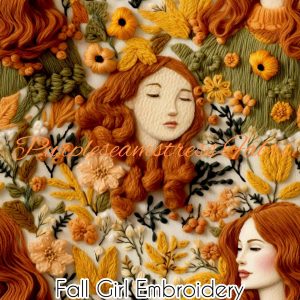 Fall Girl Embroidery - Fabric