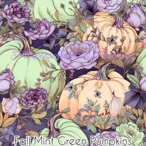 Fall Mint Green Pumpkins - Fabric