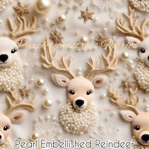 Pearl Embellished Reindeer - Fabric