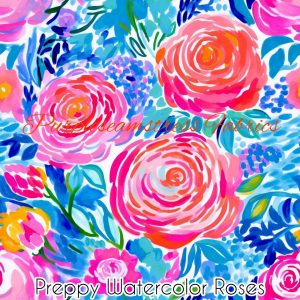 Preppy Watercolor Roses - Fabric