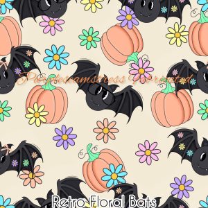 Retro Floral Bats - Fabric