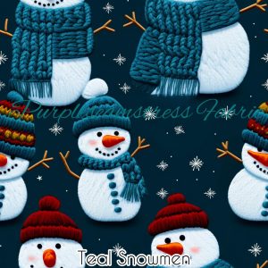 Teal Snowmen - Fabric