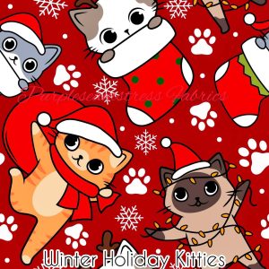 Winter Holiday Kitties - Fabric