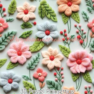 3D Pastel Poinsettias - Fabric