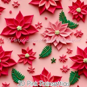 3D Pink Poinsetties - Fabric