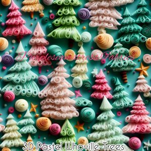 3D Pastel Whoville Trees - Fabric
