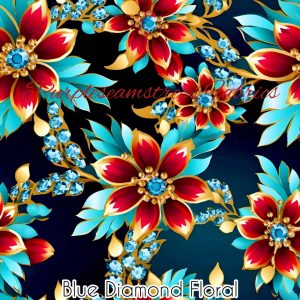 Blue Diamond Floral - Fabric