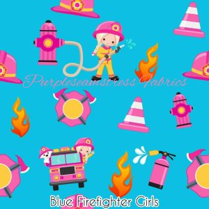 Blue Firefighter Girls - Fabric