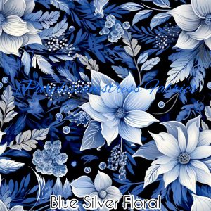 Navy Silver Floral - Fabric