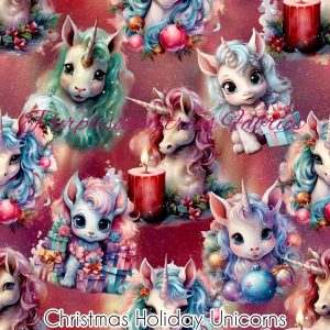 Christmas Holiday Unicorns - Fabric
