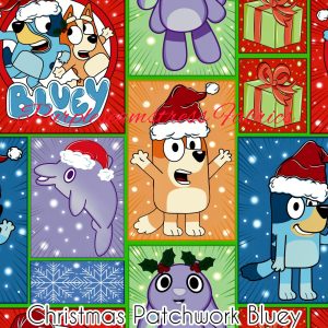 Christmas Patchwork Bluey - Fabric