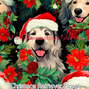 Christmas Retriever Floral - Fabric