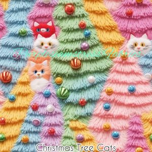 Christmas Tree Cats - Fabric