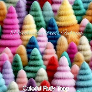 Colorful Fluffy Trees - Fabric