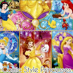 Comic Style Princesses - Fabric