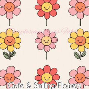 Cute & Smiling Flowers - Fabric