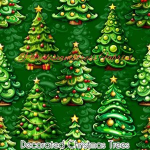 Decorated Christmas Trees - Fabric