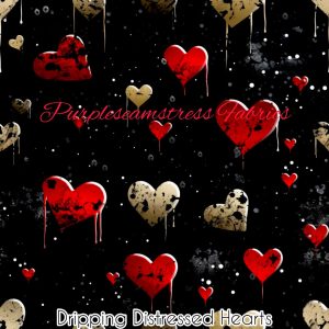 Dripping Distressed Hearts - Fabric