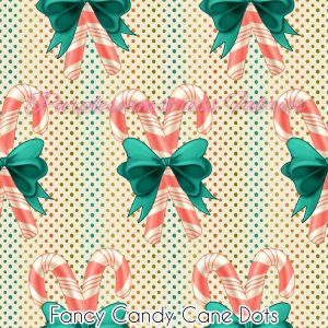Fancy Candy Cane Dots - Fabric