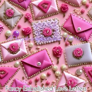 Fancy Embellished Love Letters - Fabric