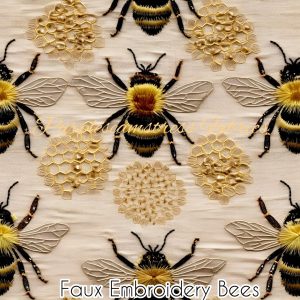 Faux Embroidered Bees - Fabric