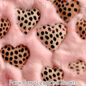 Faux Furry Leopard Hearts - Fabric