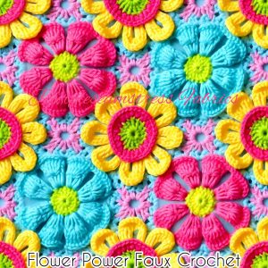 Flower Power Faux Crochet - Fabric
