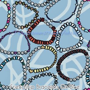 Friendship Bracelets on Blue - Fabric