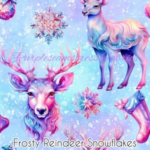 Frosty Reindeer Snowflakes - Fabric