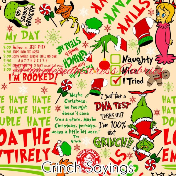 Grinch Sayings – Purpleseamstress Fabric