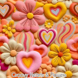 Groovy Hearts & Flowers - Fabric